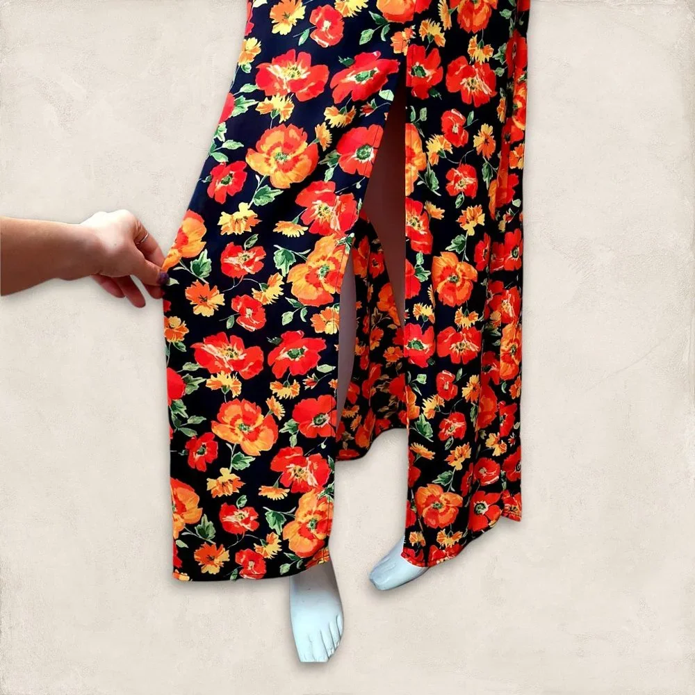 Forever 21 Black Maxi Dress with Orange & Yellow Floral Print - Picture 6 of 13